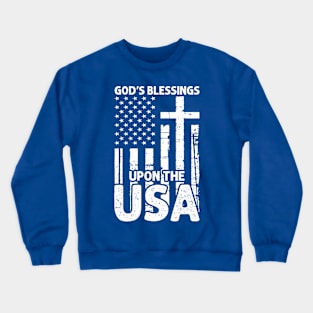 God's Blessings Jesus American Flag Patriot Christian Crewneck Sweatshirt